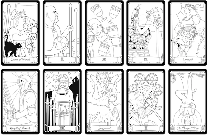 Color your own tarot deck art nouveau coloring book by lazarus chernik â
