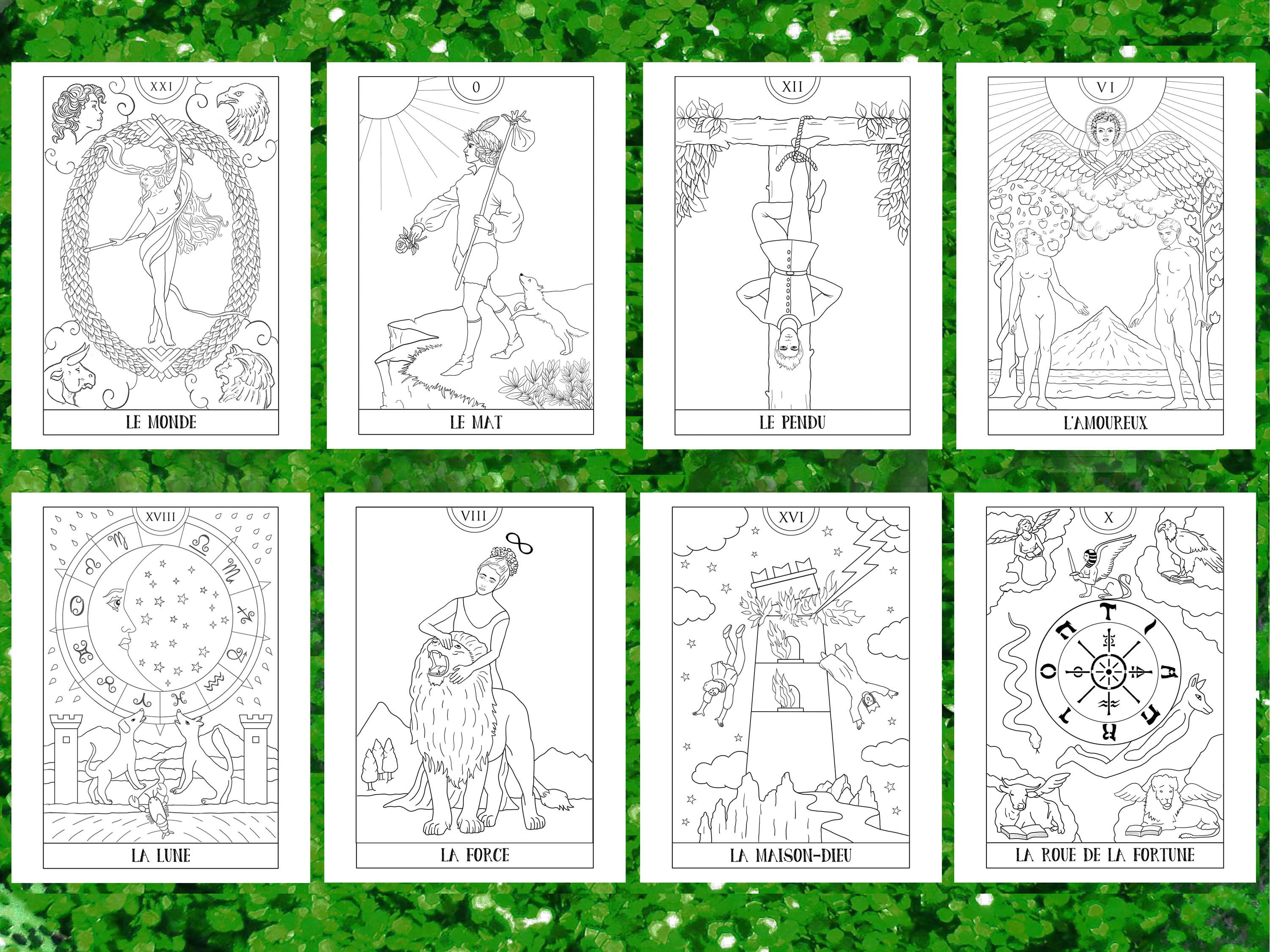 Color your own tarot printable tarot coloring book printable handmade drawings major arcana coloring pages pdf digital french version download now