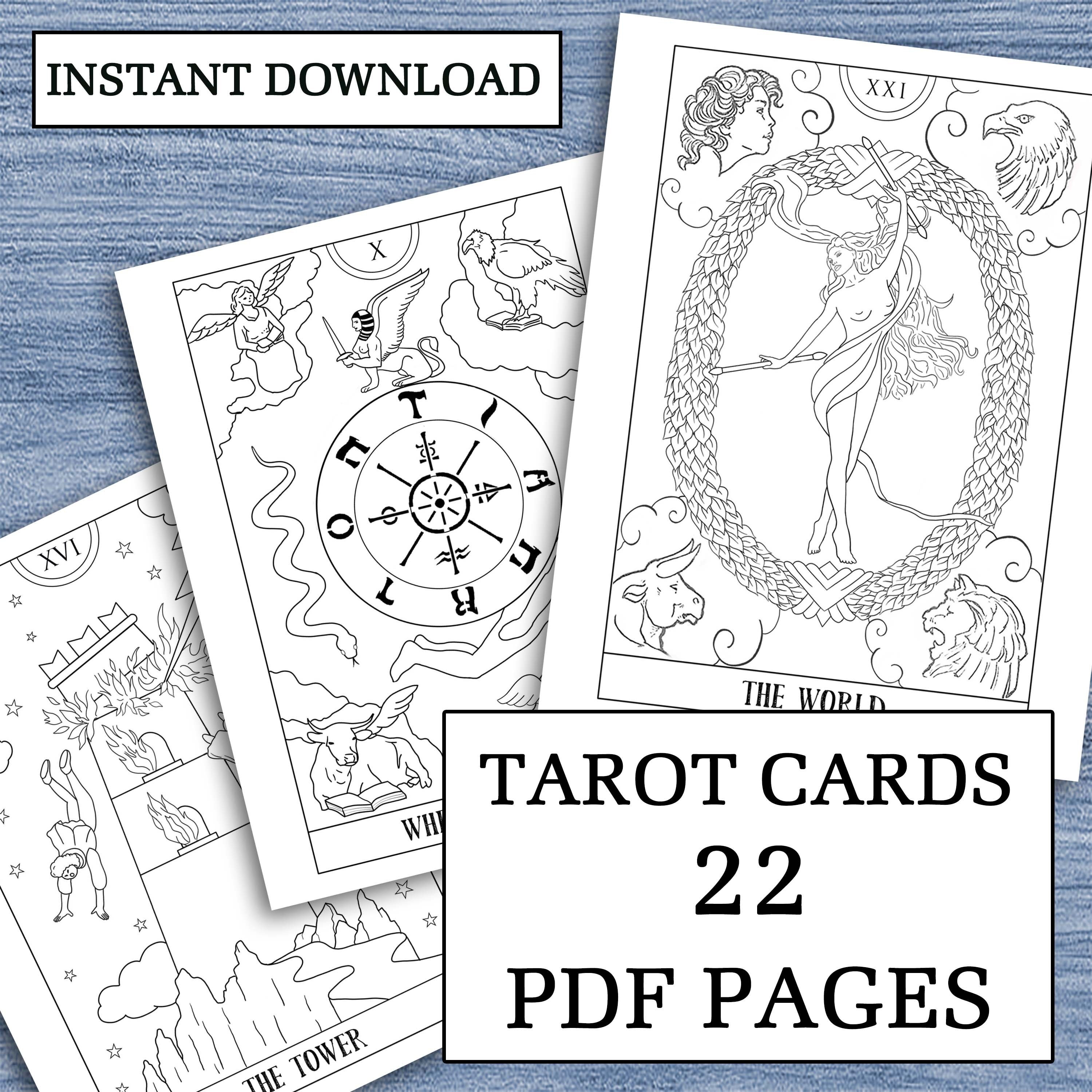 Color your own tarot cards major arcana pdf coloring book coloring pages instant download printable handmade drawings i oracle