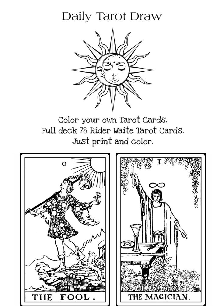 Tarot coloring pages color your own tarot cards printable tarot coloring book