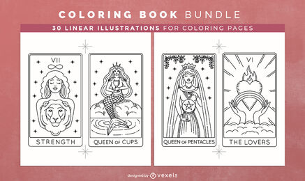 Tarot coloring book kdp interior design vector download