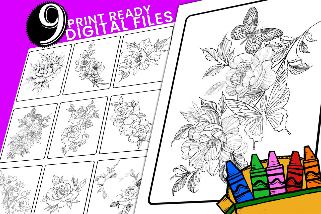 Flower tattoo stencil outline coloring pages by giftmaker on