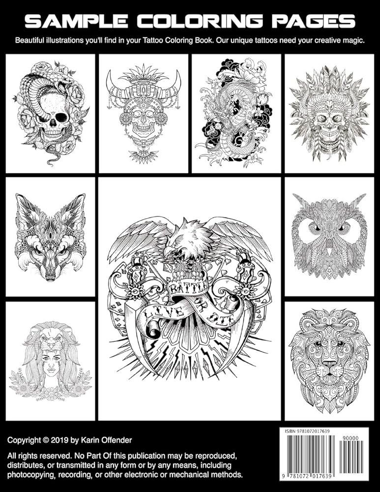 Tattoo loring book stress relieving with awesome sexy and relaxing tattoo designs for adult men and women karin offender books