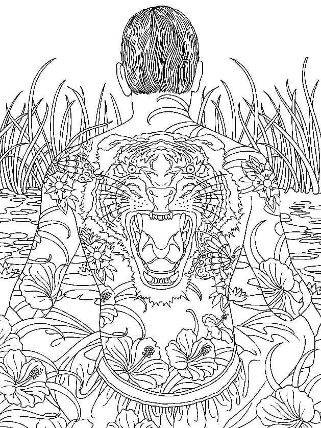 Psychedelic tattoo coloring page