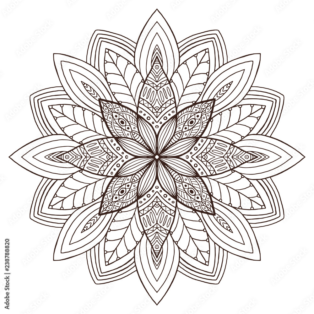 Ornamental floral mandala tattoo art design carpet ornament pattern vector for adult coloring page interior mandala print vector