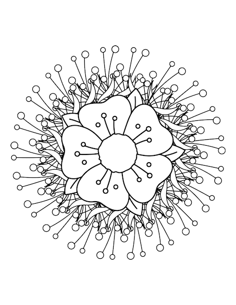 Premium vector flower coloring book floral coloring book for adults mandala coloring pages henna tattoo