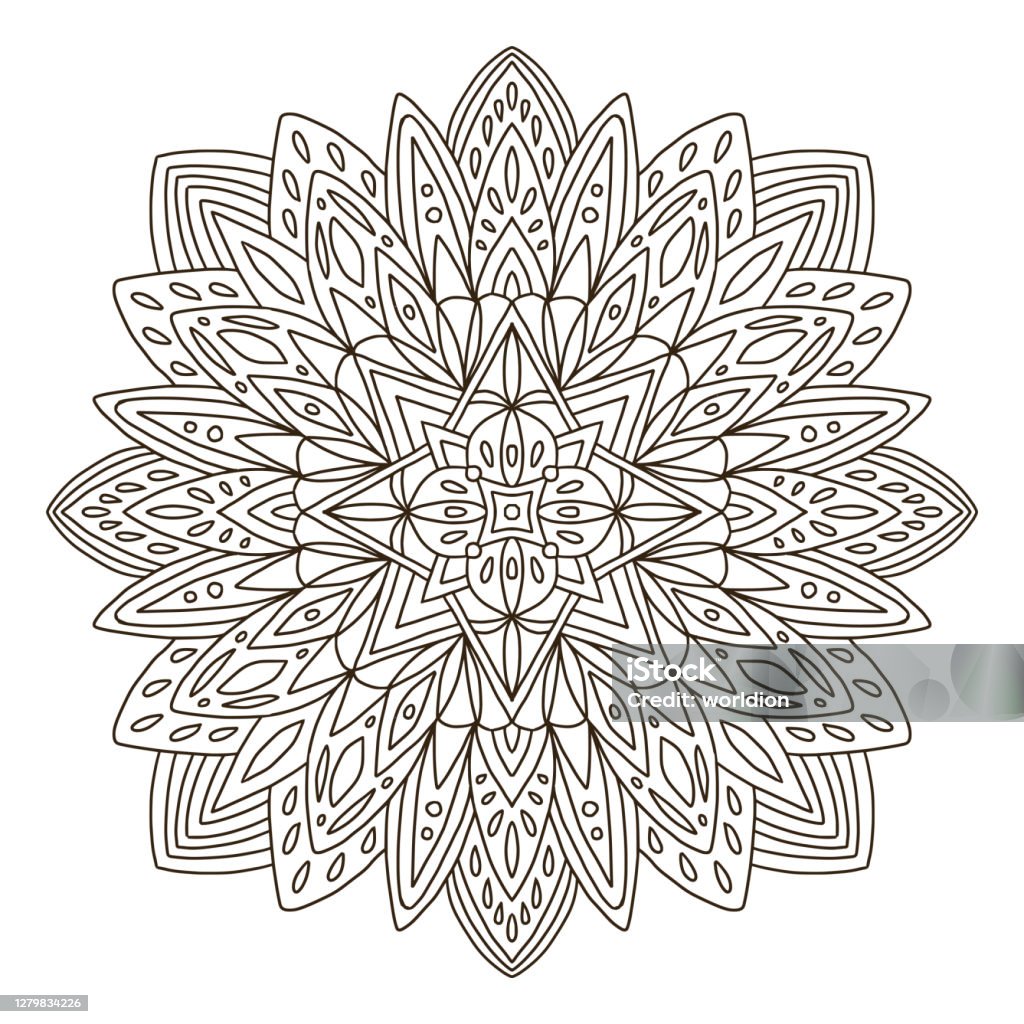 Ornamental mandala tattoo art design carpet ornament background vector for adult coloring page interior mandala print stock illustration