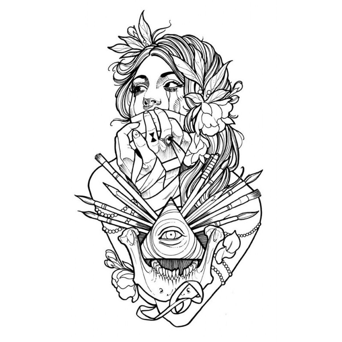 Tattoo coloring pages printable pdf for adult