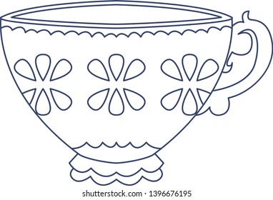 Vector tea cup coloring illustration children stock vector royalty free