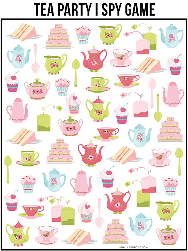 Tea party game printable i spy