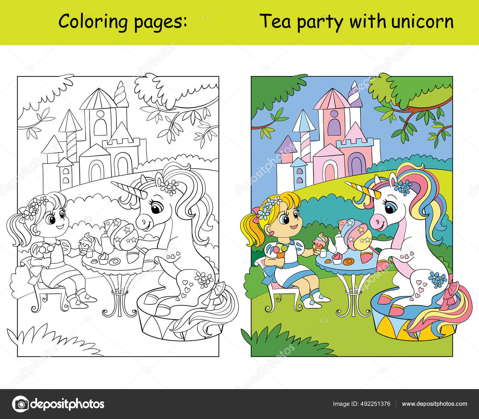 Coloring and color unicorn drive a car stock vector by alinart