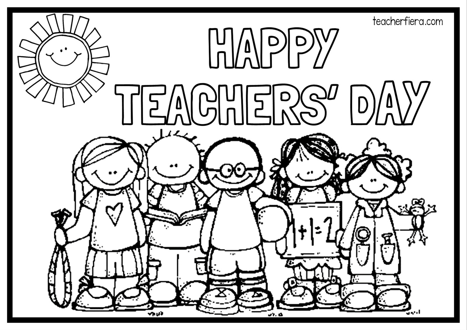 Happy teachers day colouring