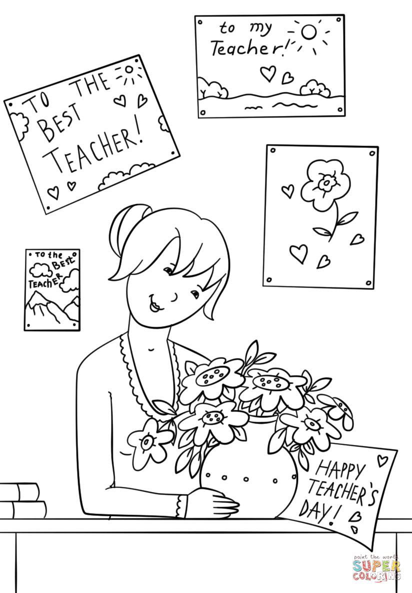 Happy teachers day coloring page free printable coloring pages