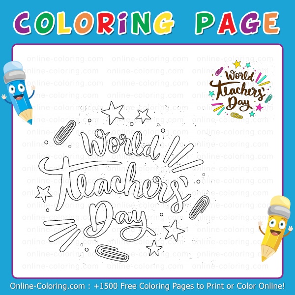 World teachers day october free online coloring page