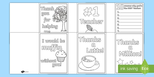 World teachers day colouring cards