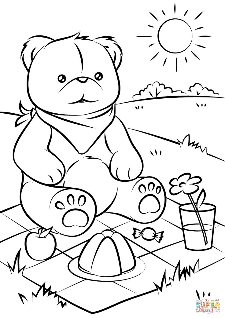 Teddy bears picnic coloring page free printable coloring pages bear coloring pages teddy bear coloring pages teddy bear picnic