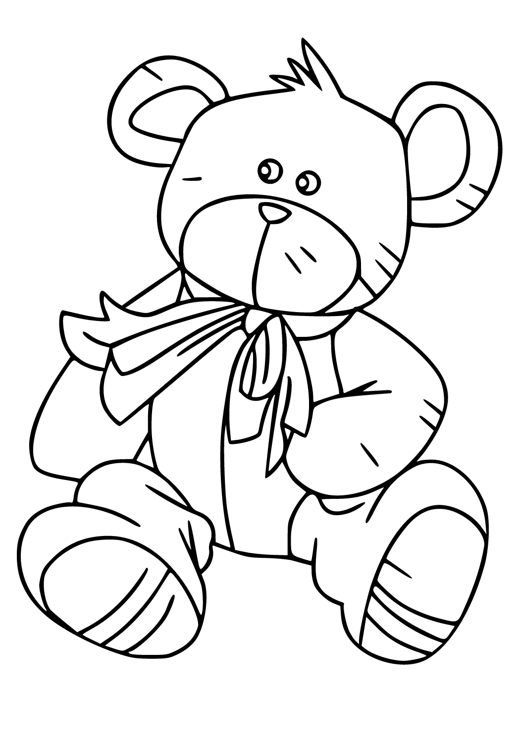 Free printable teddy bear d coloring page for adults and kids