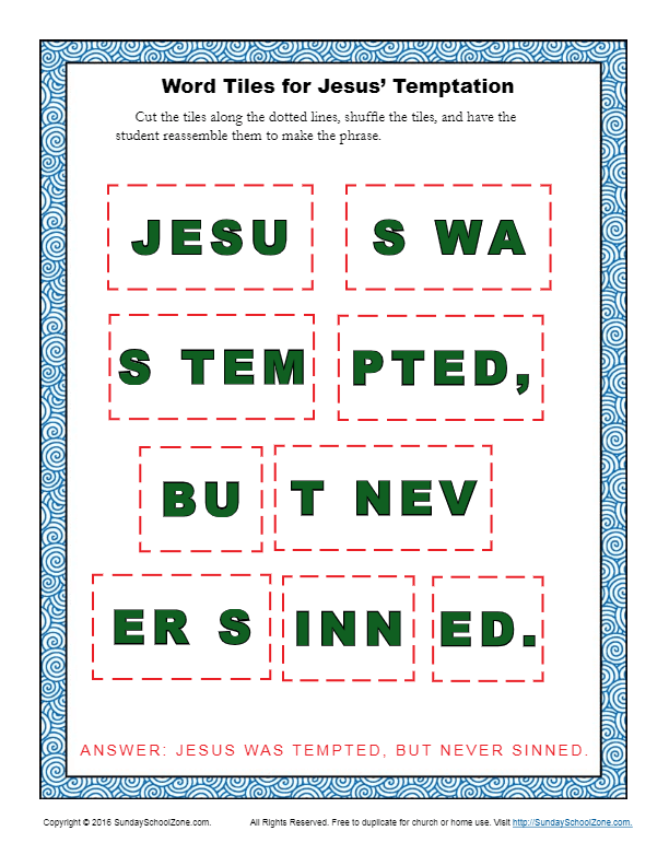 Jesus temptation bible activities