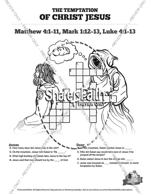 Matthew jesus tempted sunday school coloring pages â