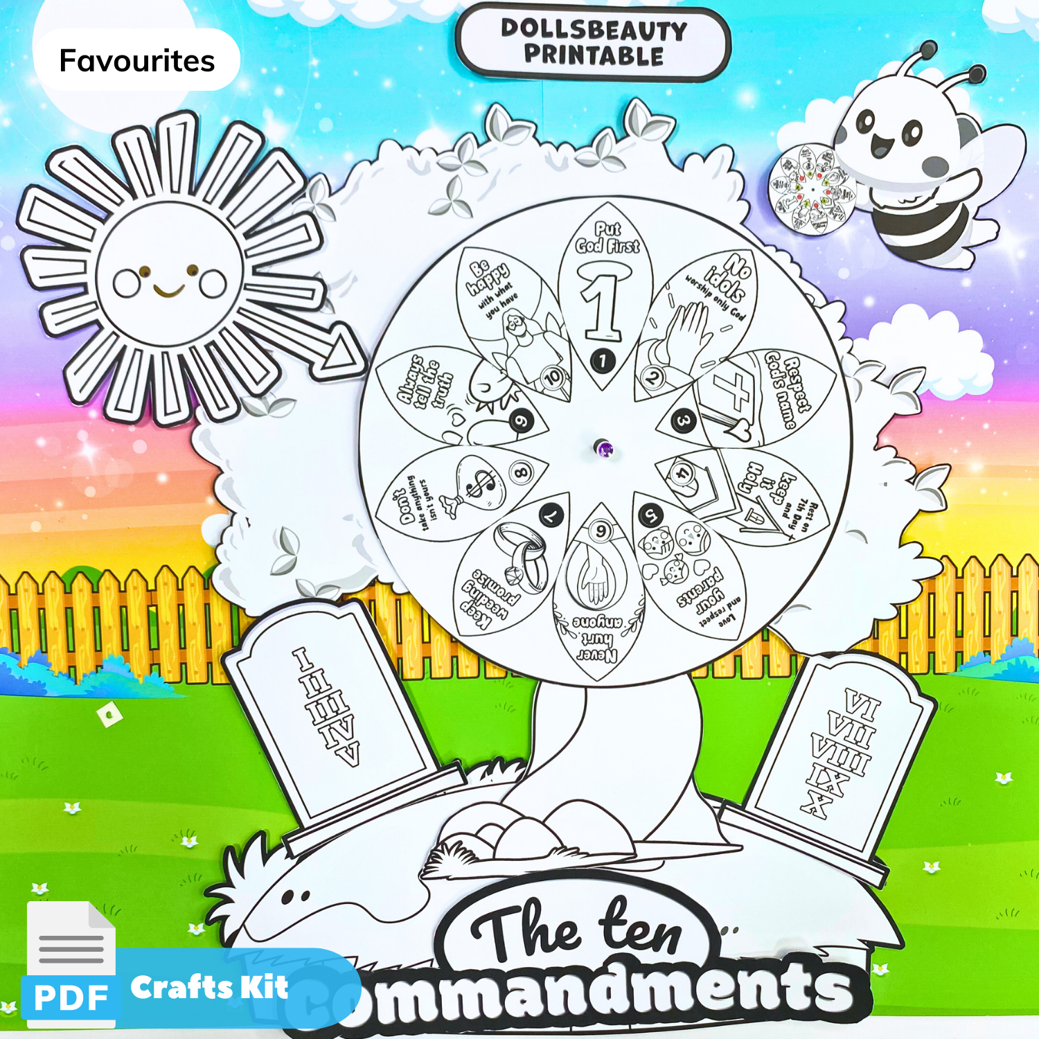 Ten mandments coloring wheel printable bible activity kids bible â woa doll craft