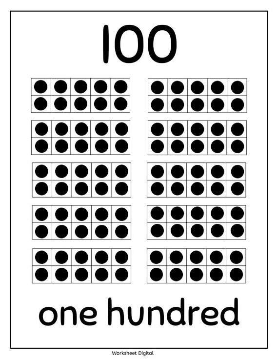 Printable numbers ten frame counting posters full page classroom charts size x inches black and white printing