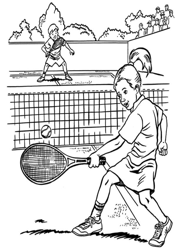 Two kids playg tennis colorg page sports colorg pages colorg pages kids playg