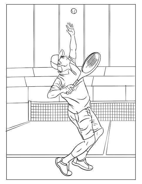 Premium vector tennis coloring page for kids