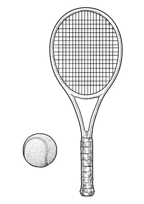 Coloring pages tennis racket and ball coloring page