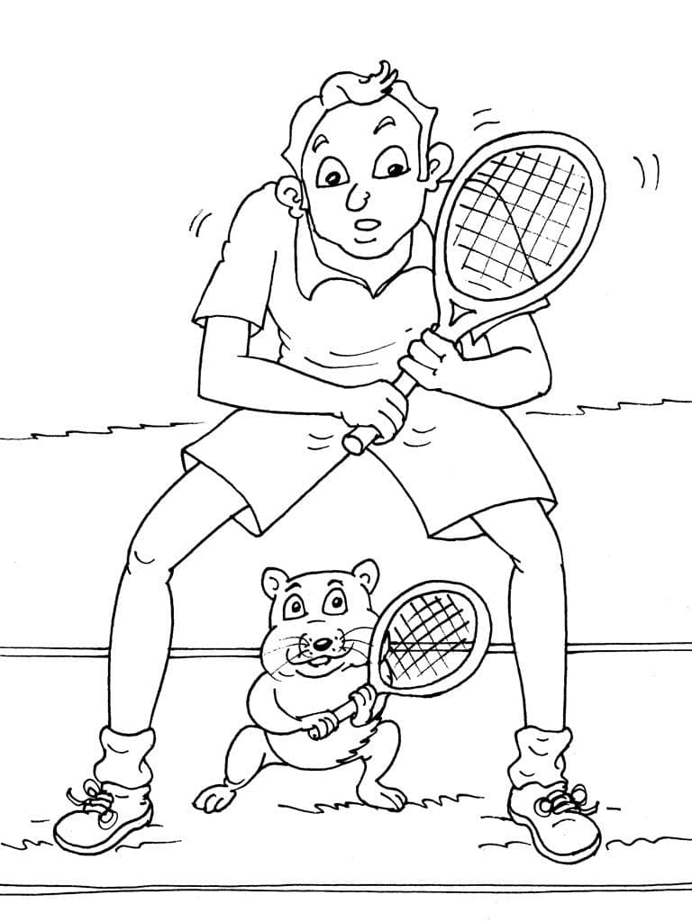 Printable tennis coloring page