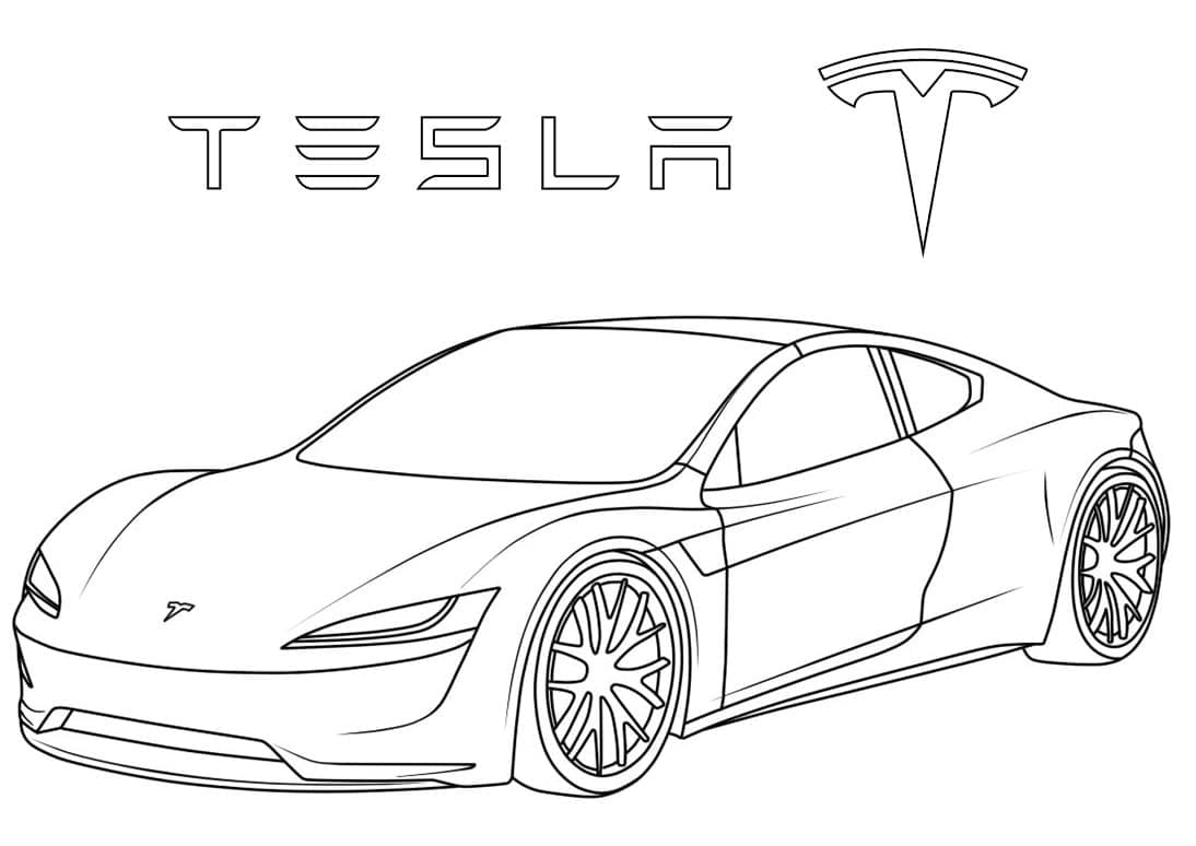 Printable tesla model s coloring page