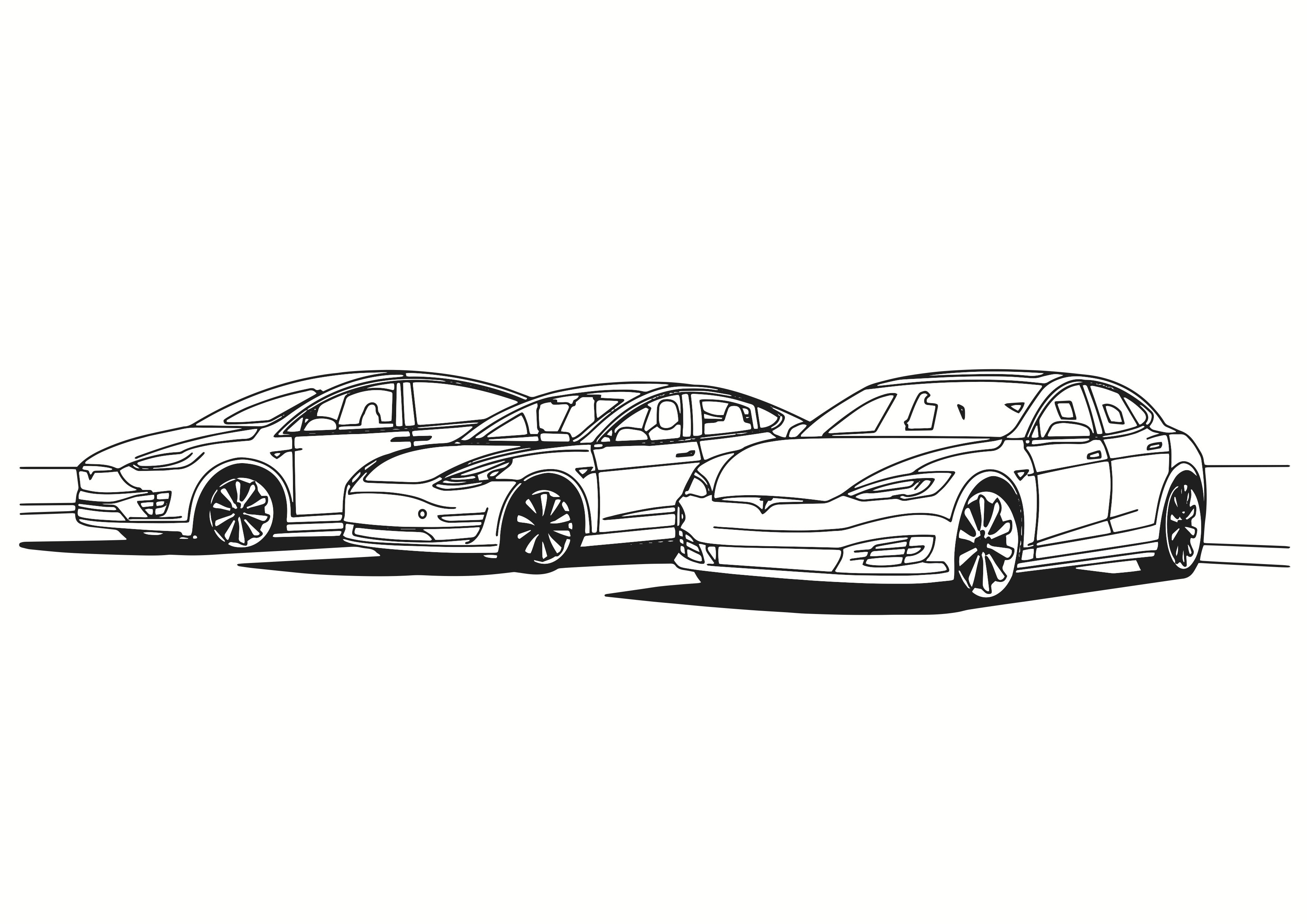 Coloring book cars tesla to print and online