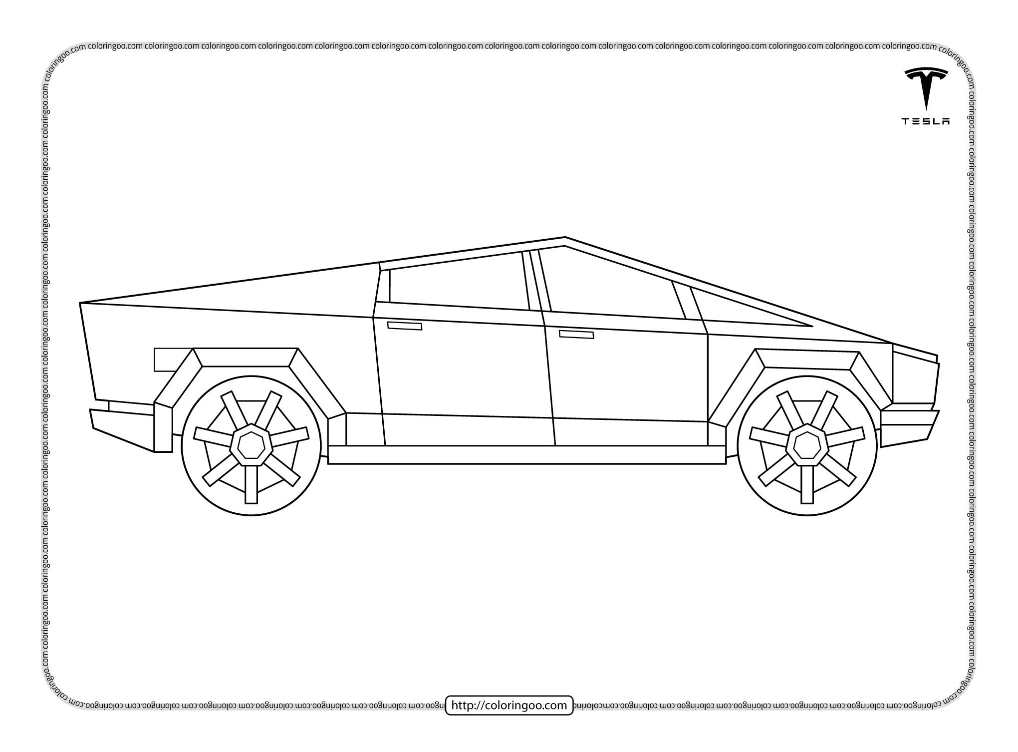 Printable cars tesla cybertruck coloring pages