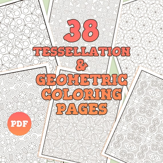Tessellation geometric coloring pages patterns adult coloring book pdf pdf jpeg files instant download colouring sheets printable