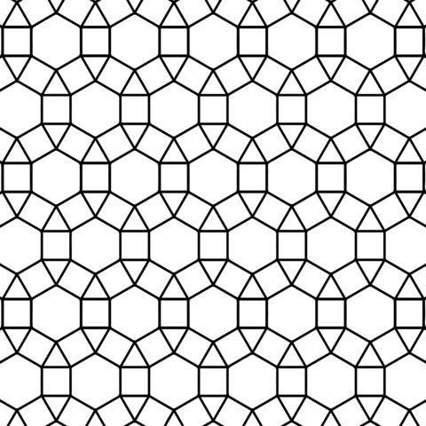 Tessellation with hexagon triangle and square coloring page free printable coloring paâ geometric coloring pages coloring pages free printable coloring pages