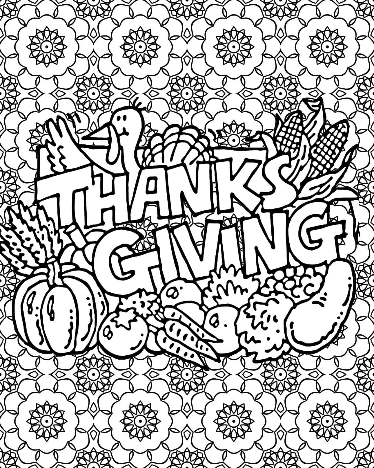 Happy thanksgiving antistress coloring page