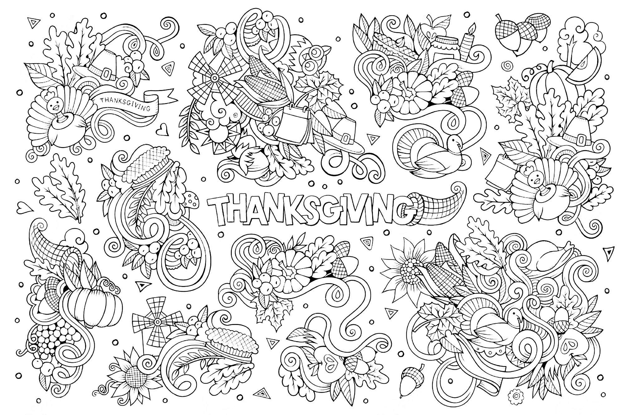 Free thanksgiving coloring pages for adults kids