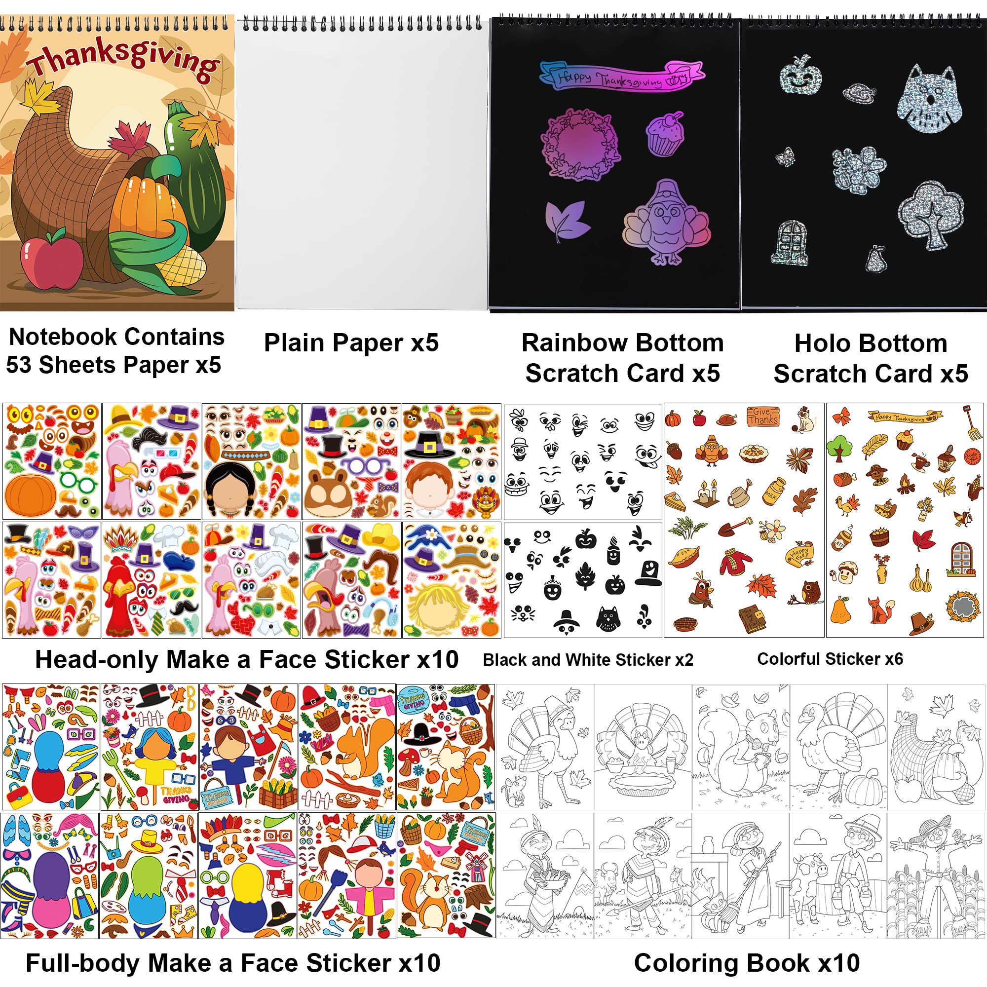 Joyin sheets thanksgiving crafts notebook with make