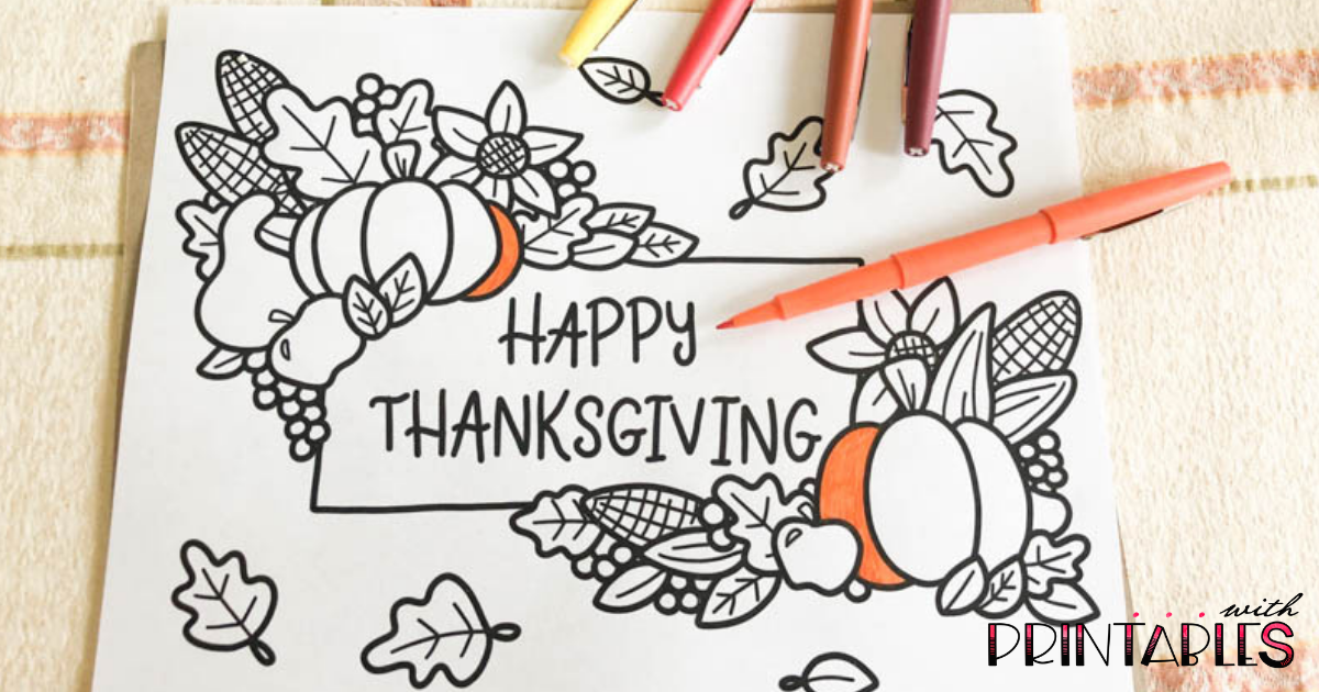Free printable thanksgiving coloring picture for kids
