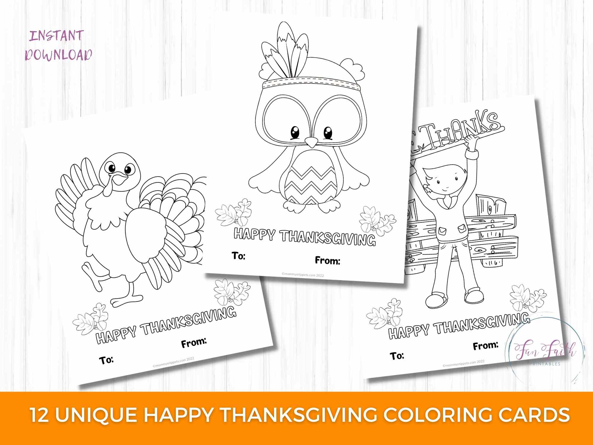 Printable thanksgiving cards to color