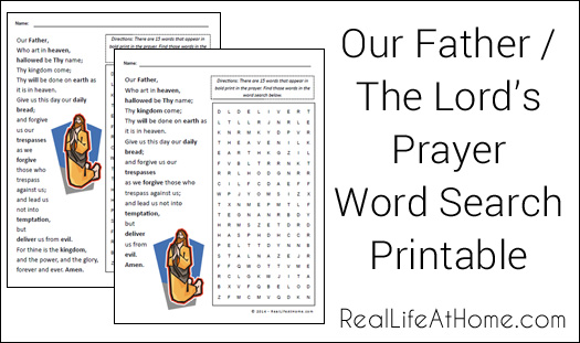 Free lords prayer word search printable