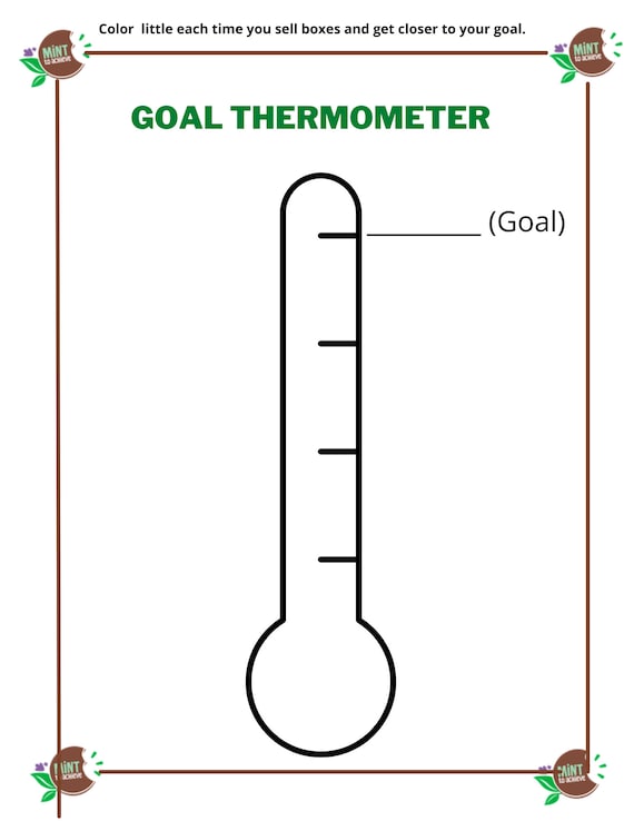 Girl scout cookie sales tracker coloring sheet goal thermometer and goal planning worksheet