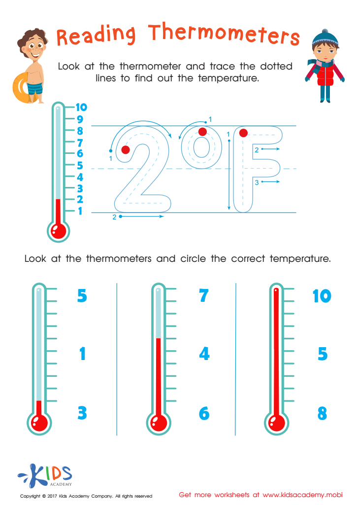 Reading thermometers printable free reading worksheet for kids