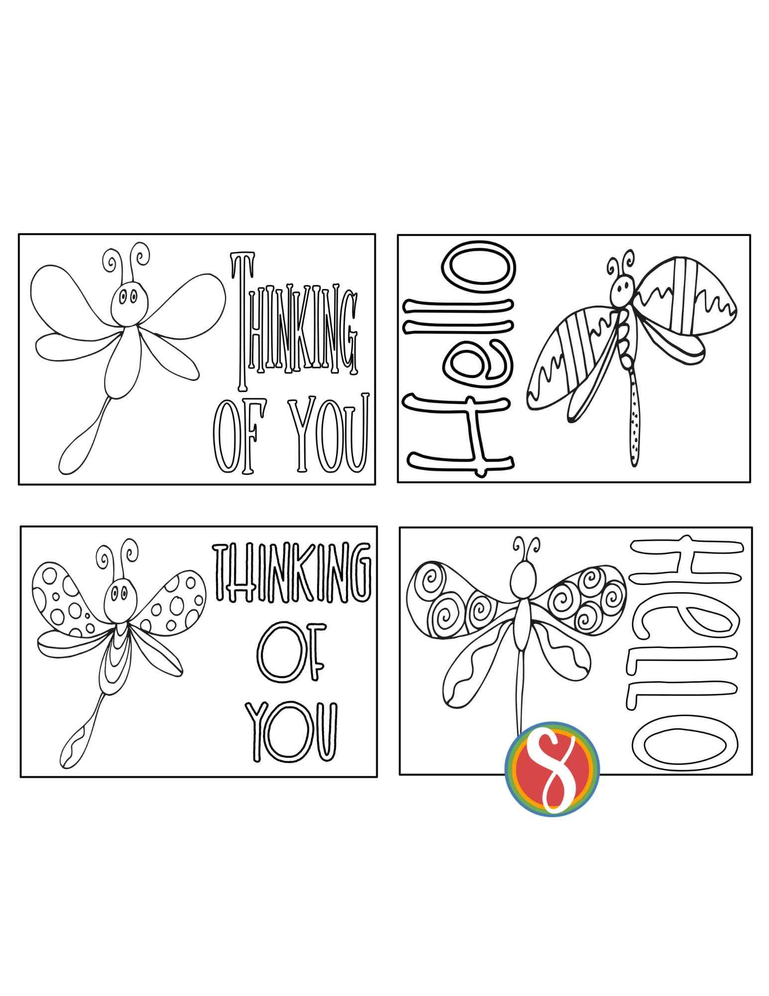 Free thinking of you cards to color â stevie doodles