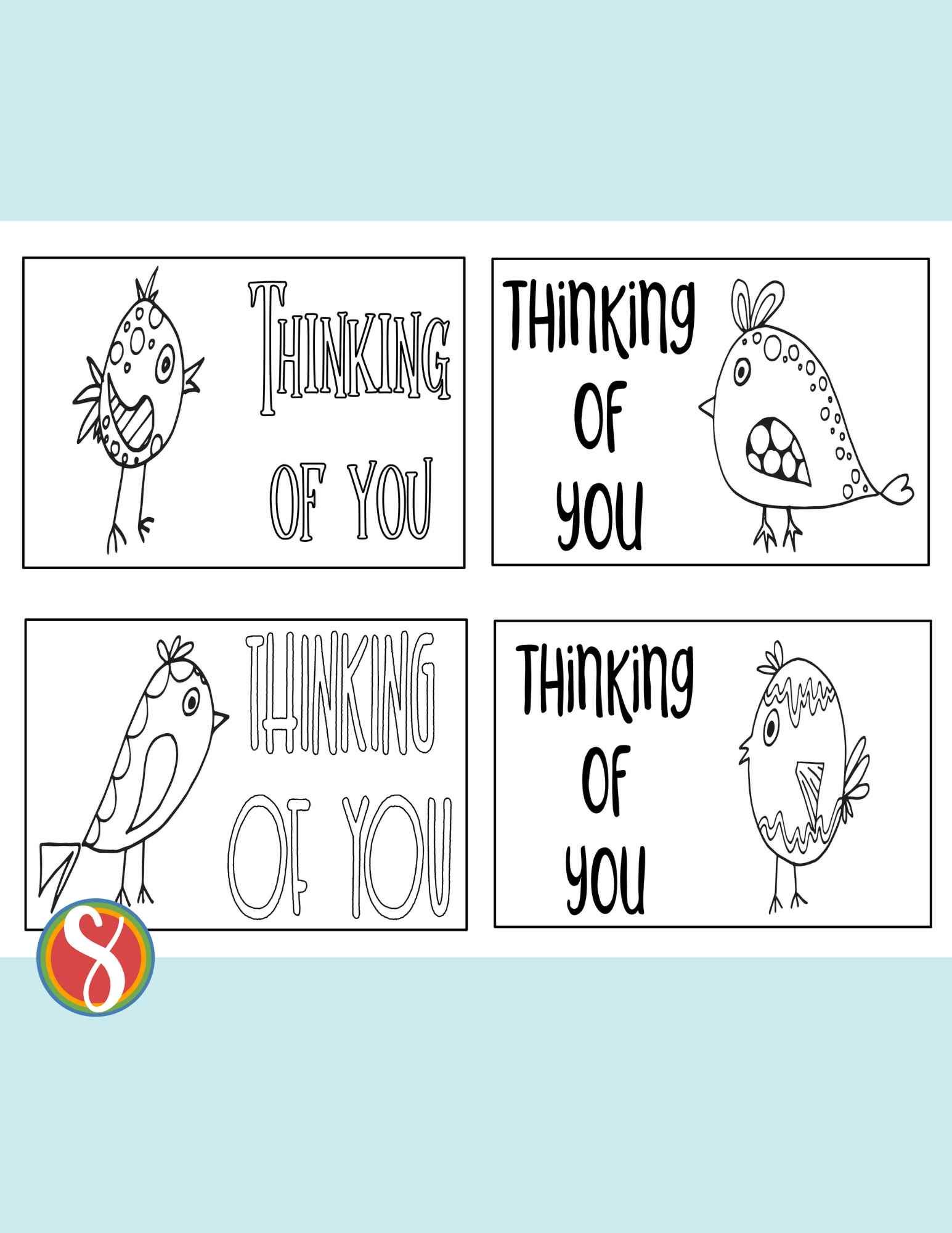 Free thinking of you cards to color â stevie doodles