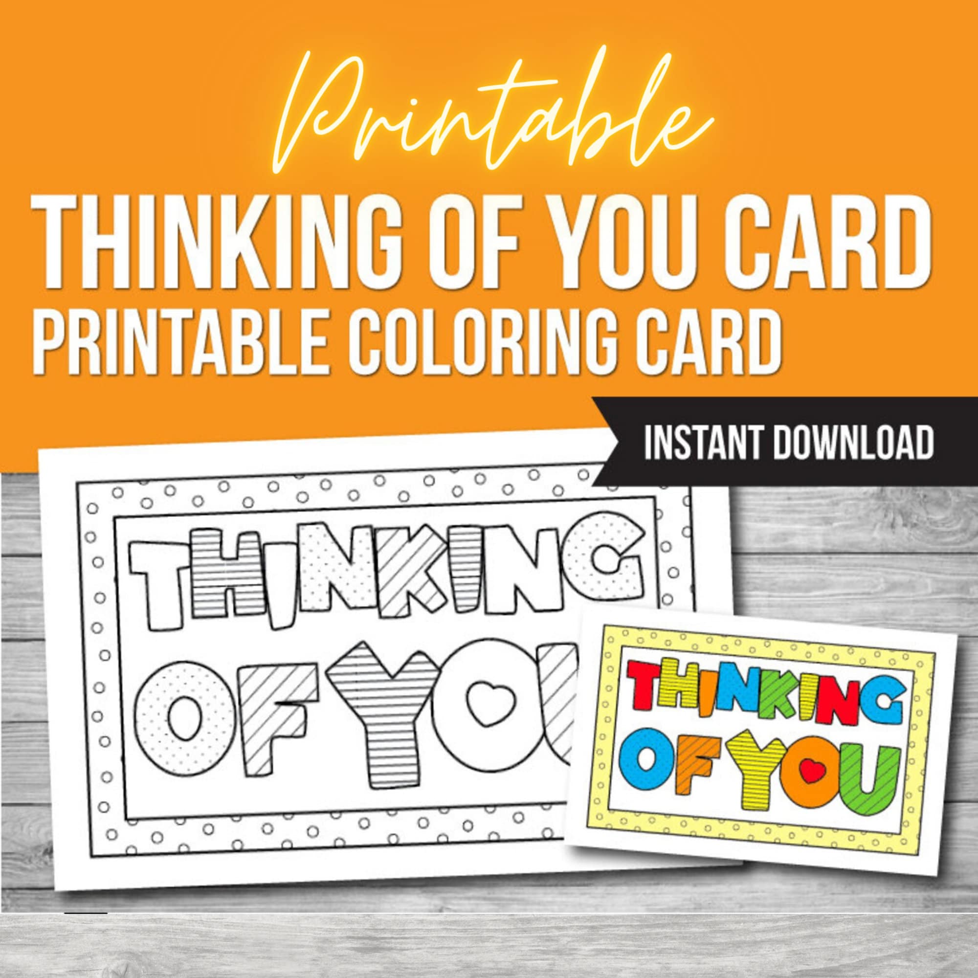 Thinking of you printable coloring card sympathy card kids coloring craft digital greeting card pdf