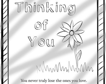 Thinking of you gift for loss coloring page printable pdf instant download memorial gift sympathy card loss coloring page