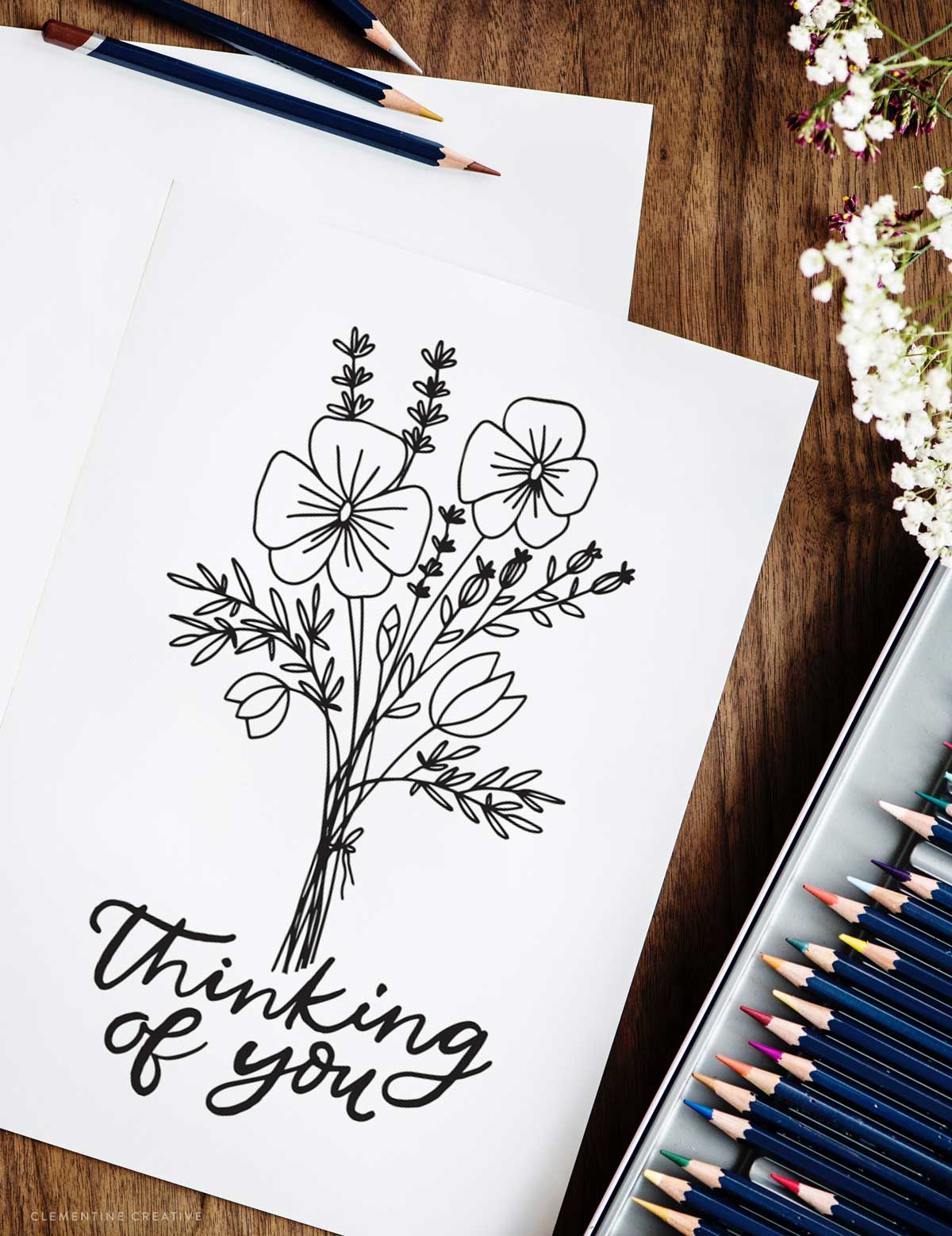 Printable thinking of you cards free louring page