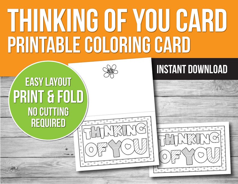 Thinking of you printable coloring card sympathy card kids coloring craft digital greeting card pdf