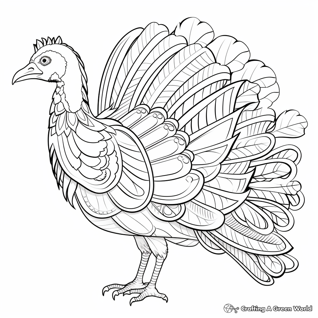 Realistic turkey coloring pages
