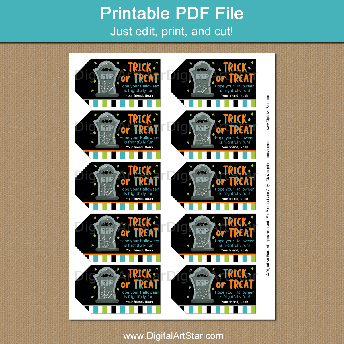 Trick or treat tags printable